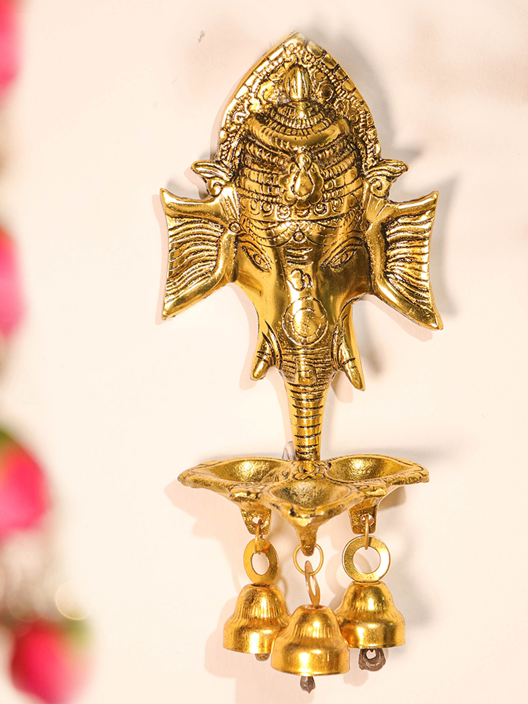 Art Street Wall Hanging Ganesha Diya With 3 Bells