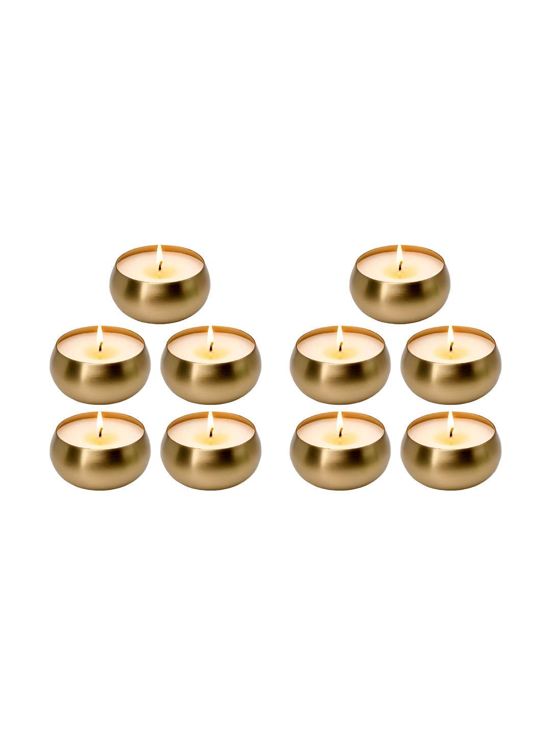 Garden Deco Gold-Toned 10 Pieces Tin Scented Candles
