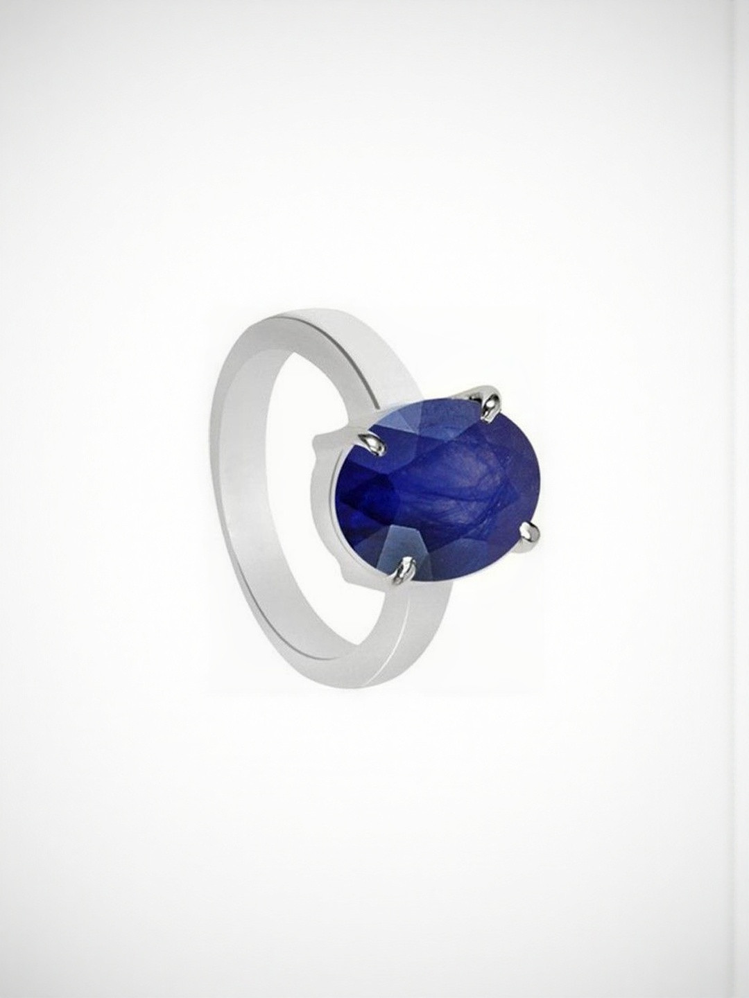 RAVIOUR LIFESTYLE Unisex 8.25 Ratti Blue Sapphire Gold-Plated Finger Ring