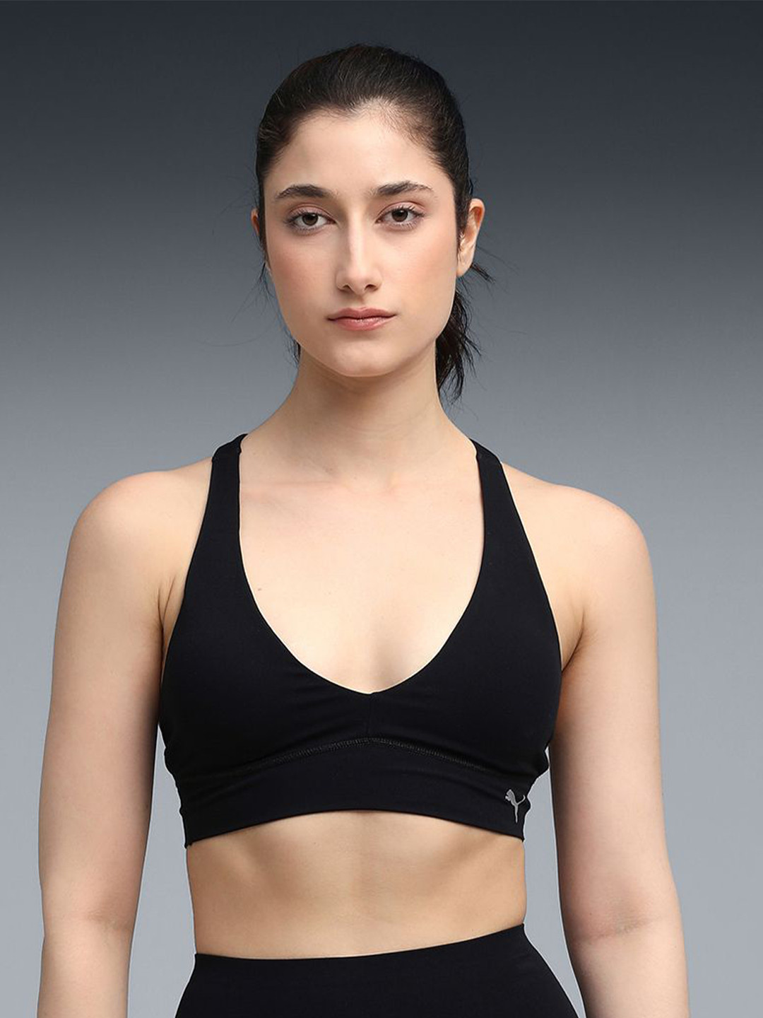 Puma Shapeluxe Lightly Padded Low Impact Plunge Bra With All Day Comfort