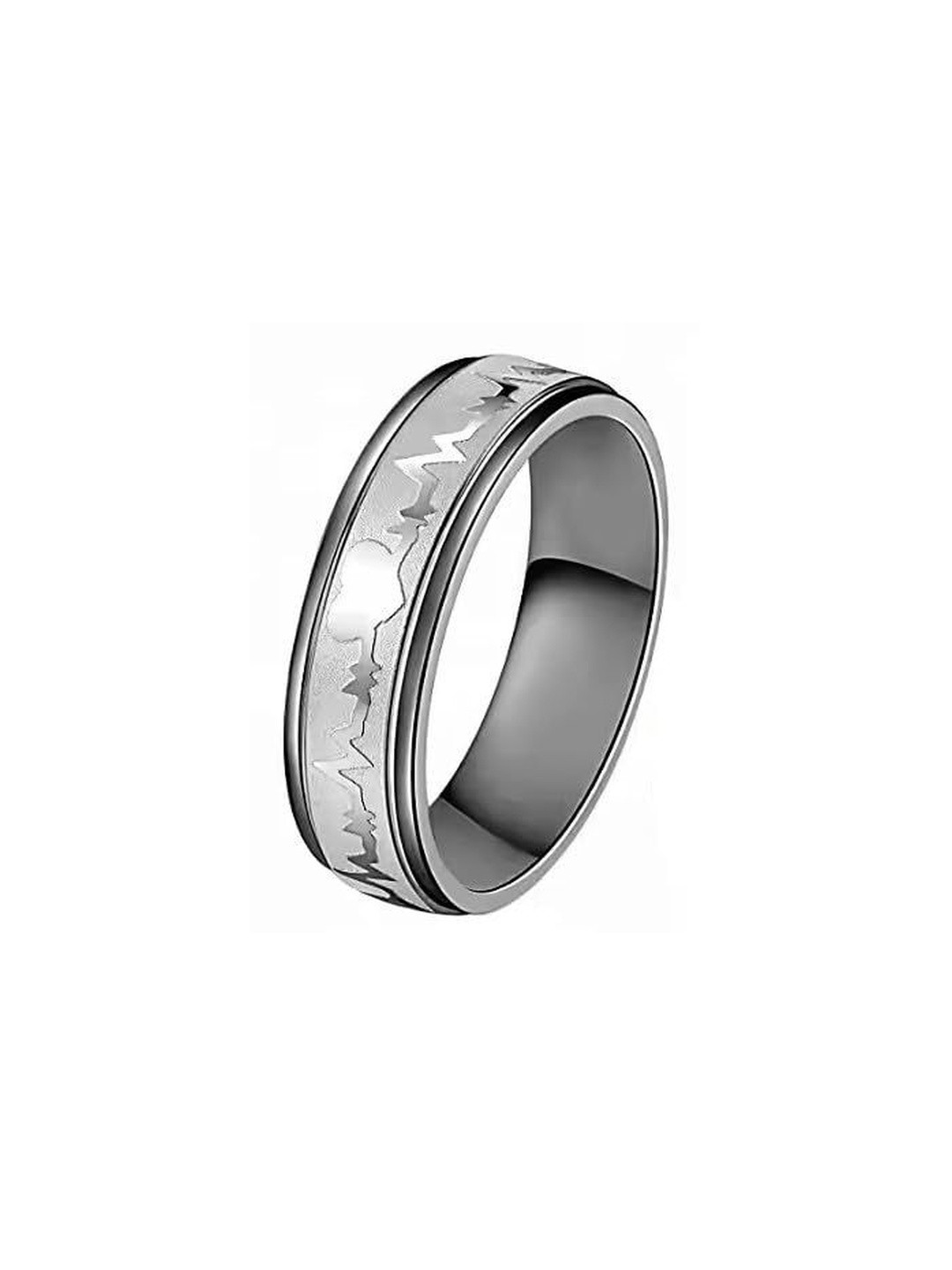 Moneekar Jewels Unisex Stainless Steel Heartbeat Band Finger Ring