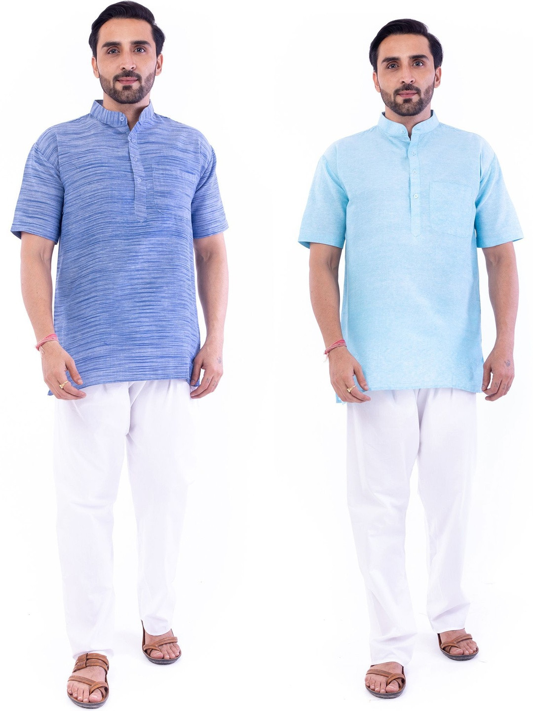 DESHBANDHU DBK Men Pack of 2 Solid Cotton Regular Straight Kurtas