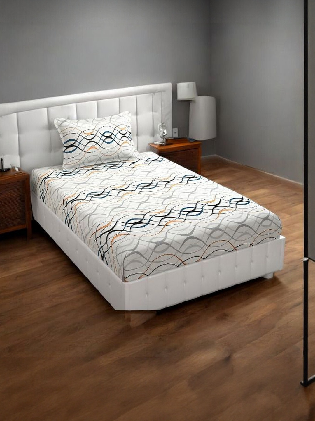 WELLNEST Unisex White Cotton Bedsheets