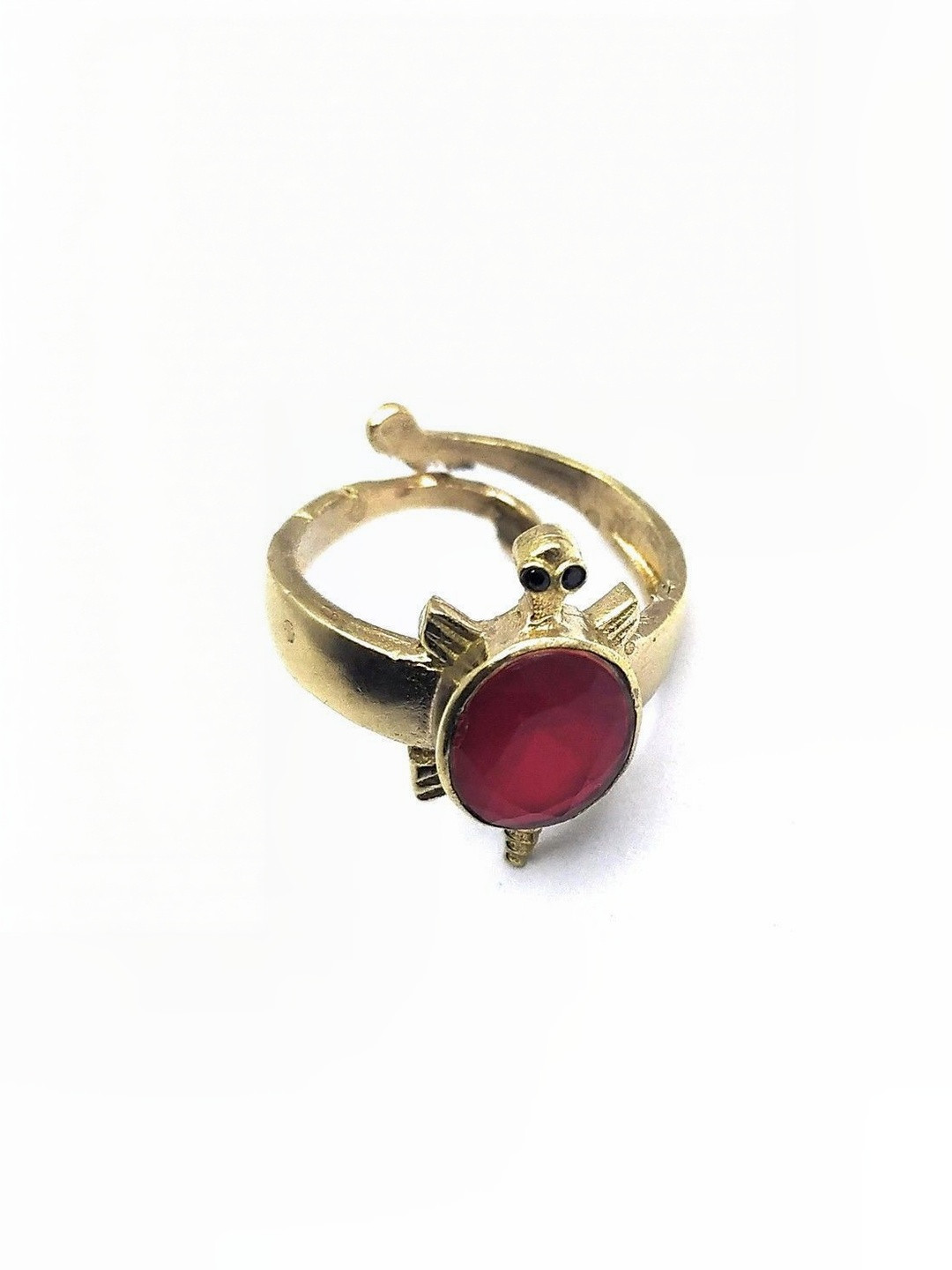 RAVIOUR LIFESTYLE Unisex Silver-Plated Artificial Stone Studded Kachua Finger Ring