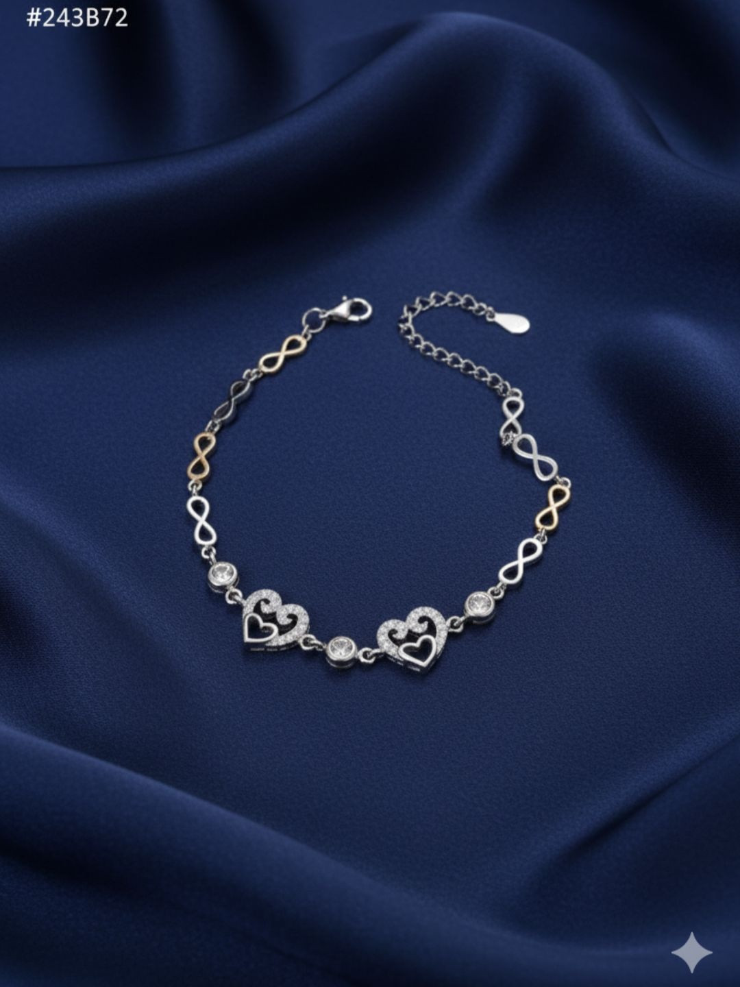 RACHIVA 925 Sterling Silver Infinity Heart Link Bracelet