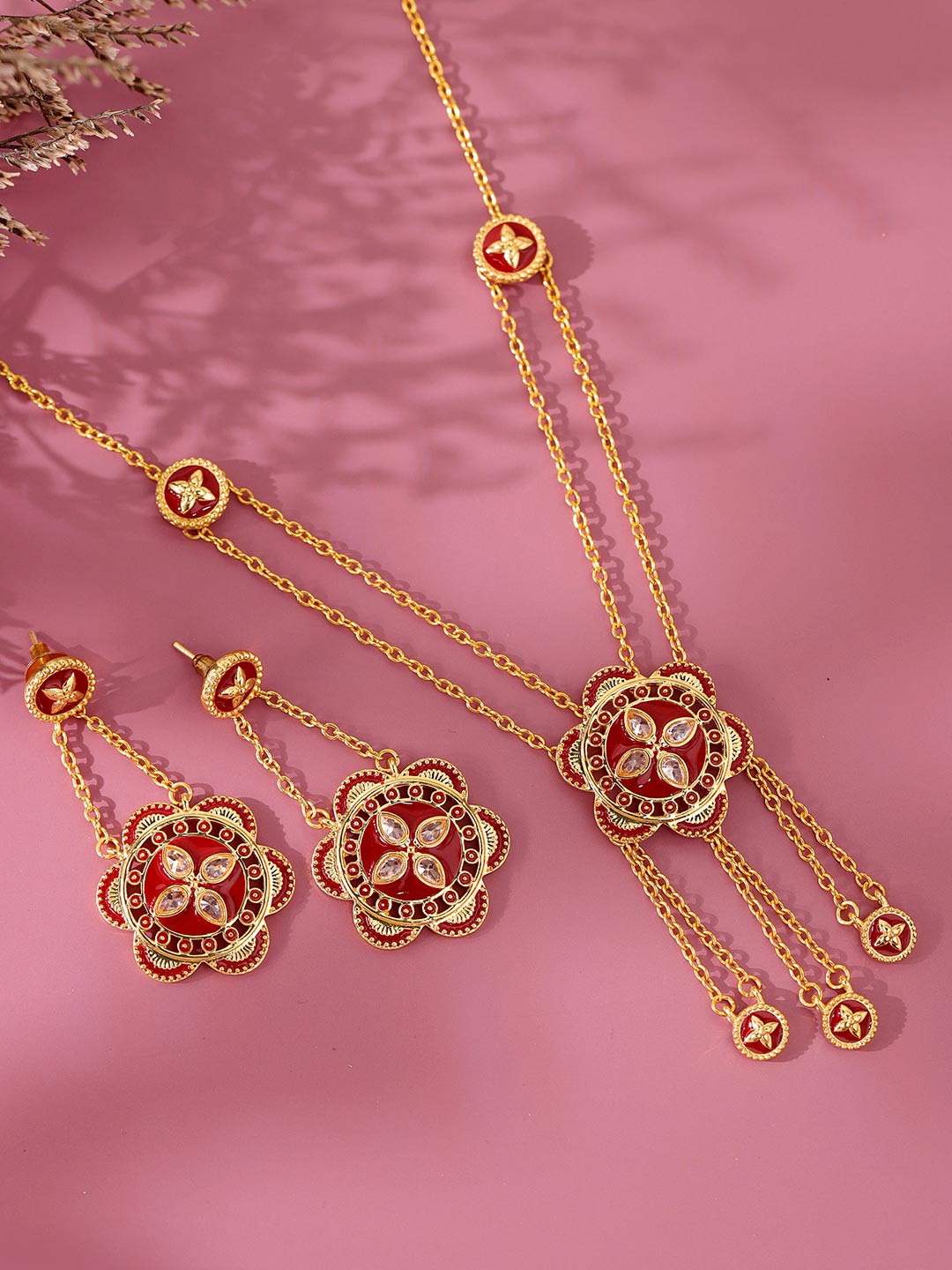 Gota Patti Surkhphool Necklace Set