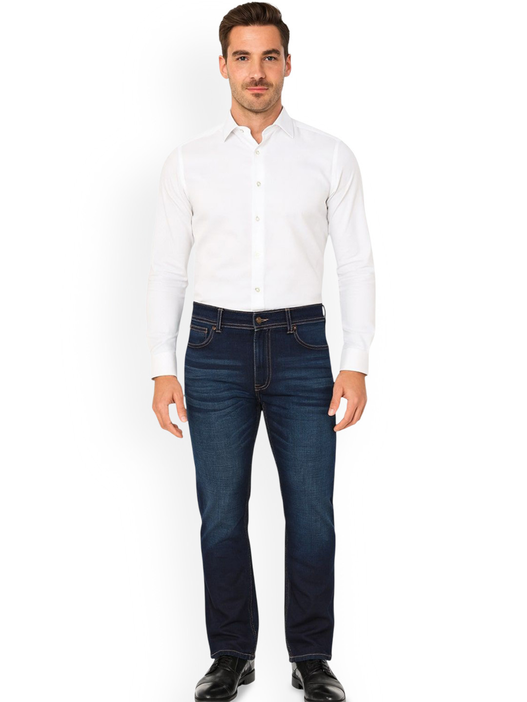 JUMP USA Men Comfort Straight Fit Mid-Rise Light Fade Acid Wash Stretchable Jeans