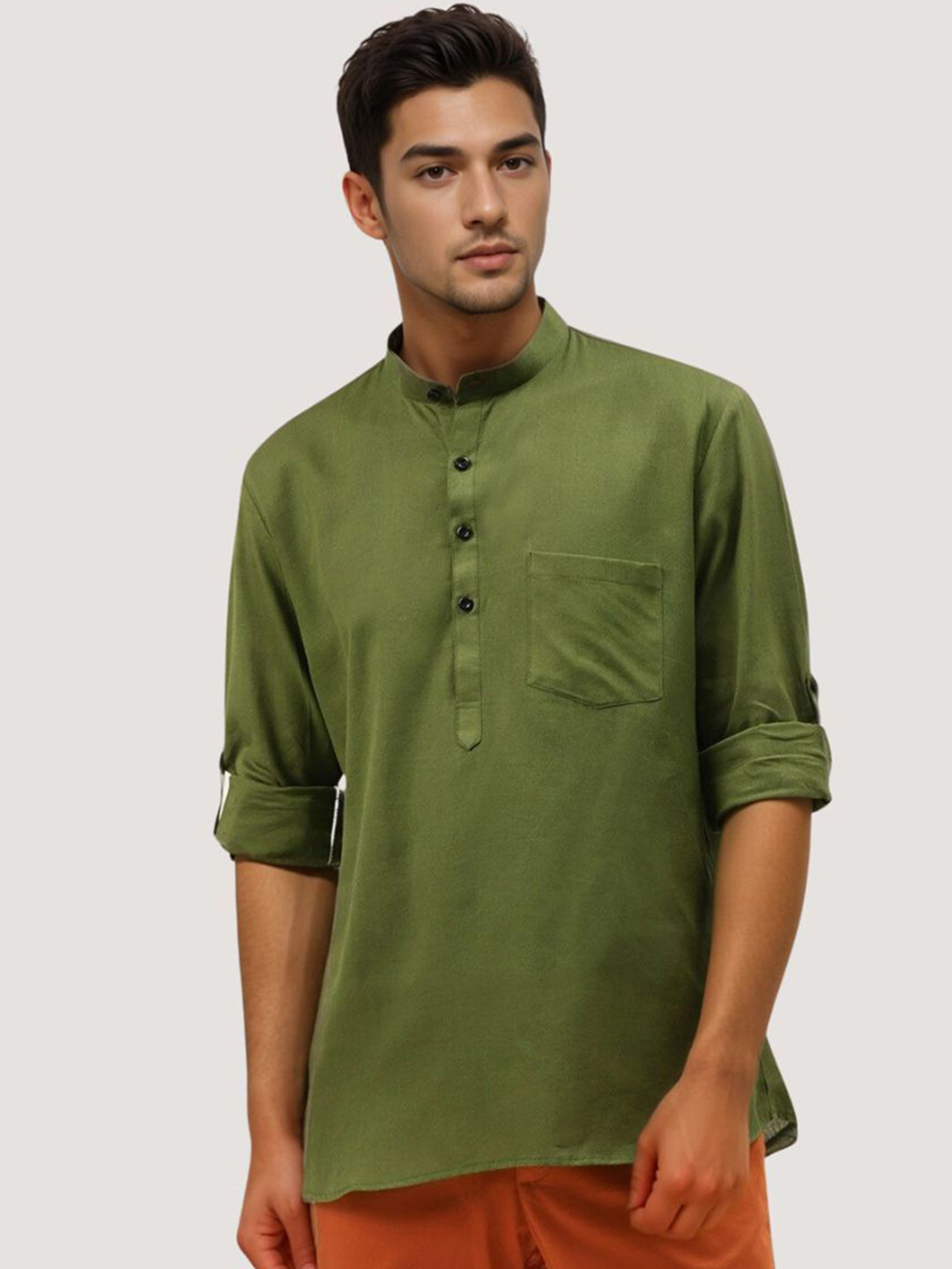 Aryah More Men Solid Daily Cotton Straight Kurta