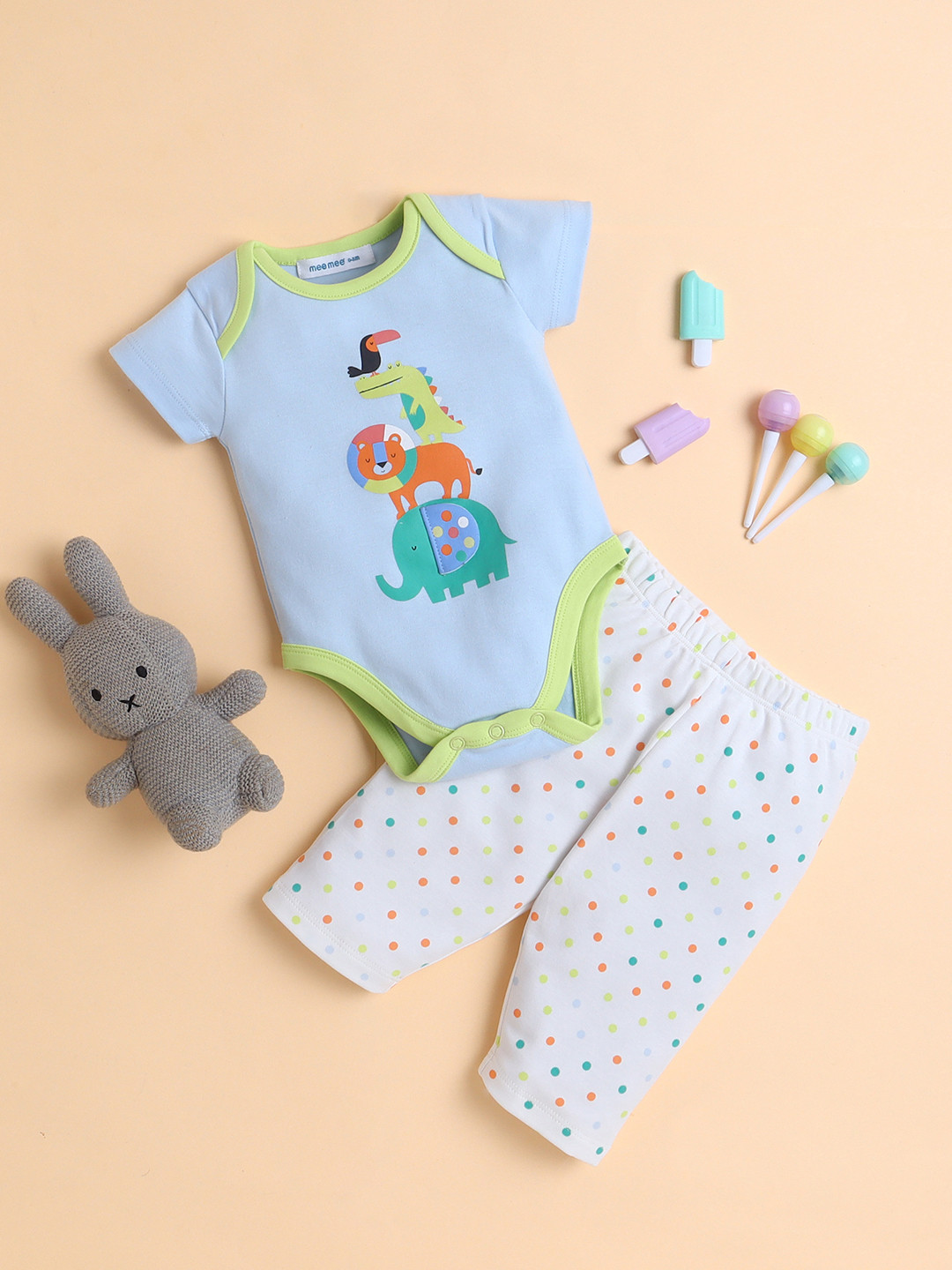 MeeMee Kids Printed Short Sleeves Leotard With Leggings