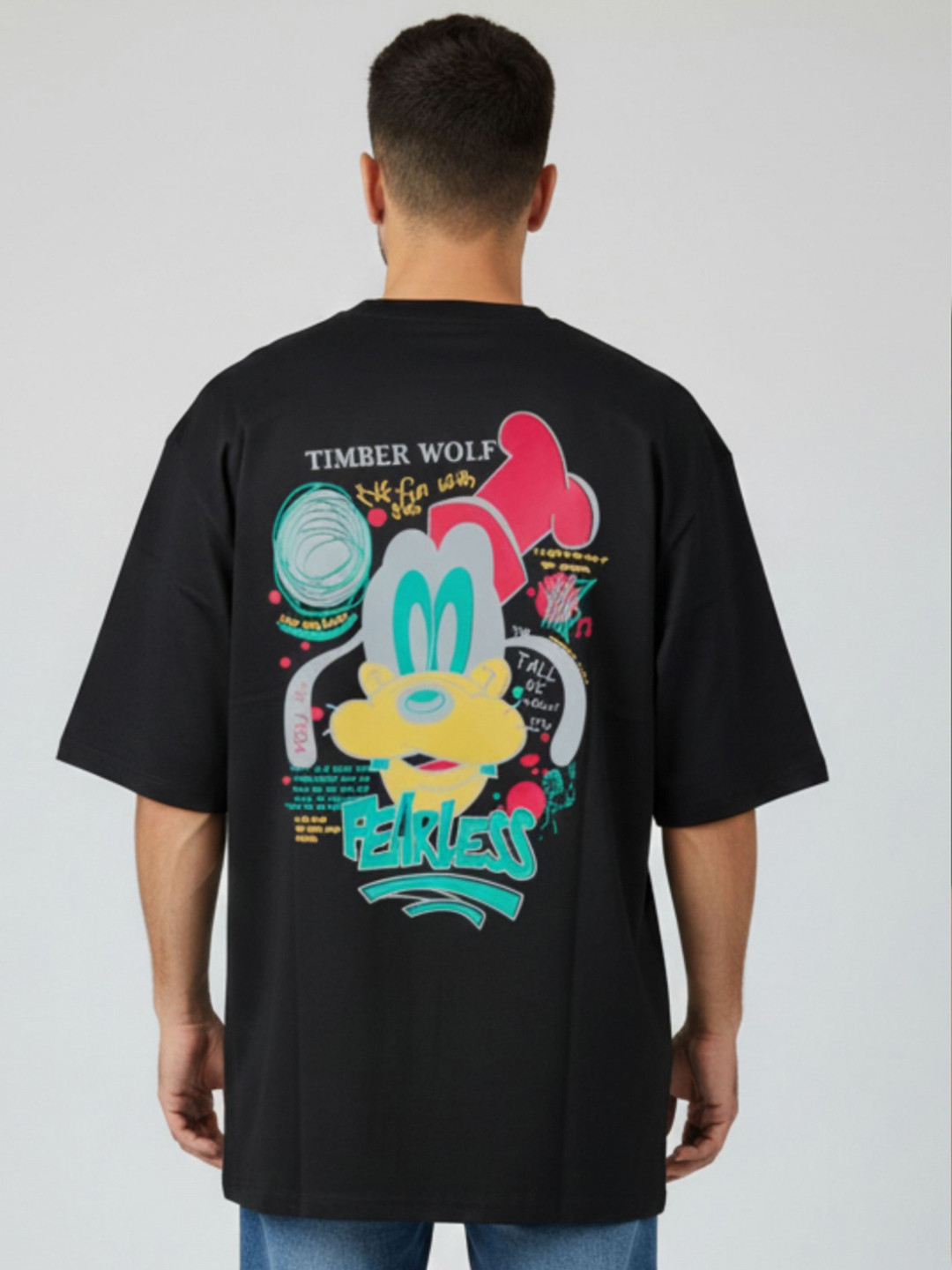 SANDPIPER Men Goofy Graphic Printed Round Neck Cotton Oversized T-shirt