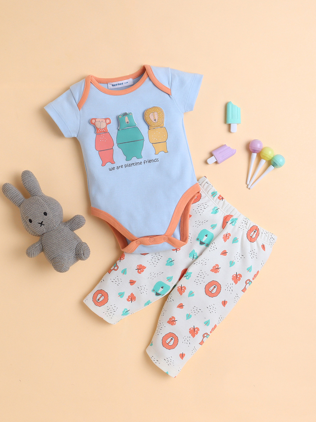 MeeMee Kids Printed Short Sleeves Leotard With Leggings