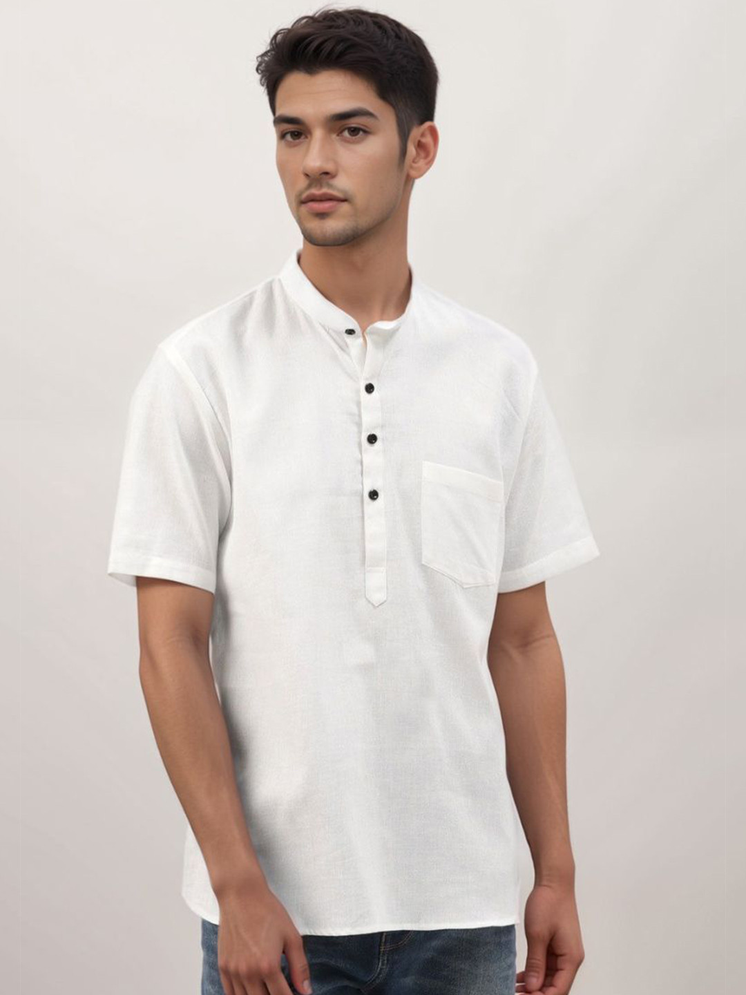 Aryah More Men Solid Daily Cotton Straight Kurta