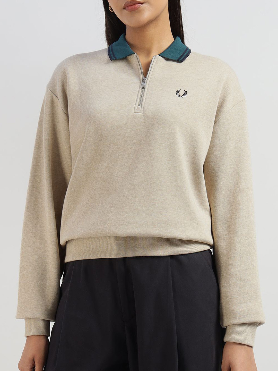 Fred Perry Women Zip Neck Collar Sweatshirt
