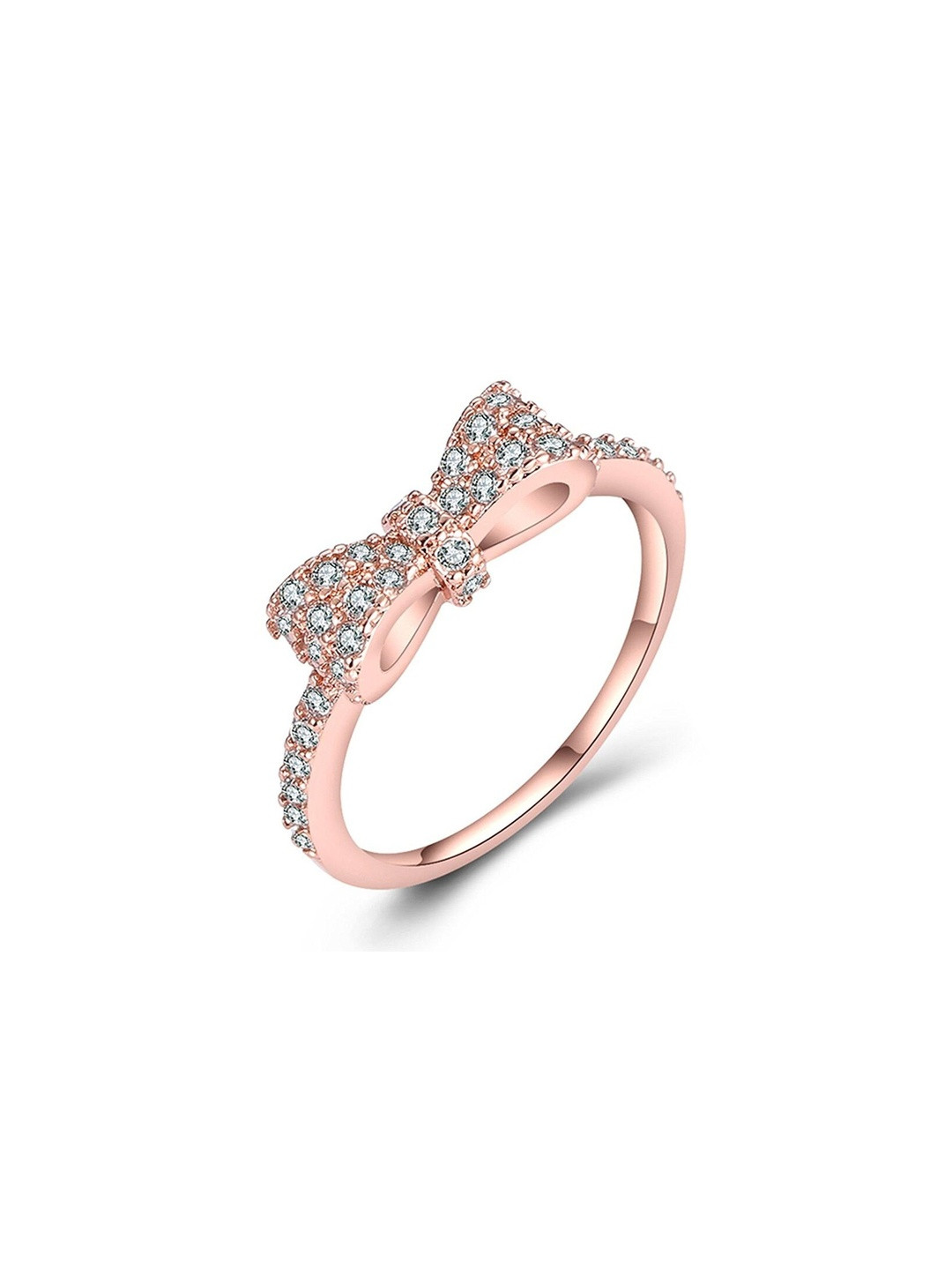 Moneekar Jewels Women Rose Gold-Toned Bow-Knot Finger Ring
