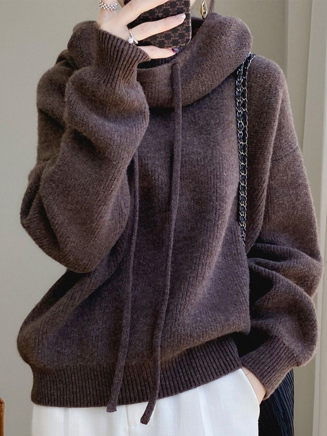 StyleCast Women Hood Pettern Knitted Pullover Sweater