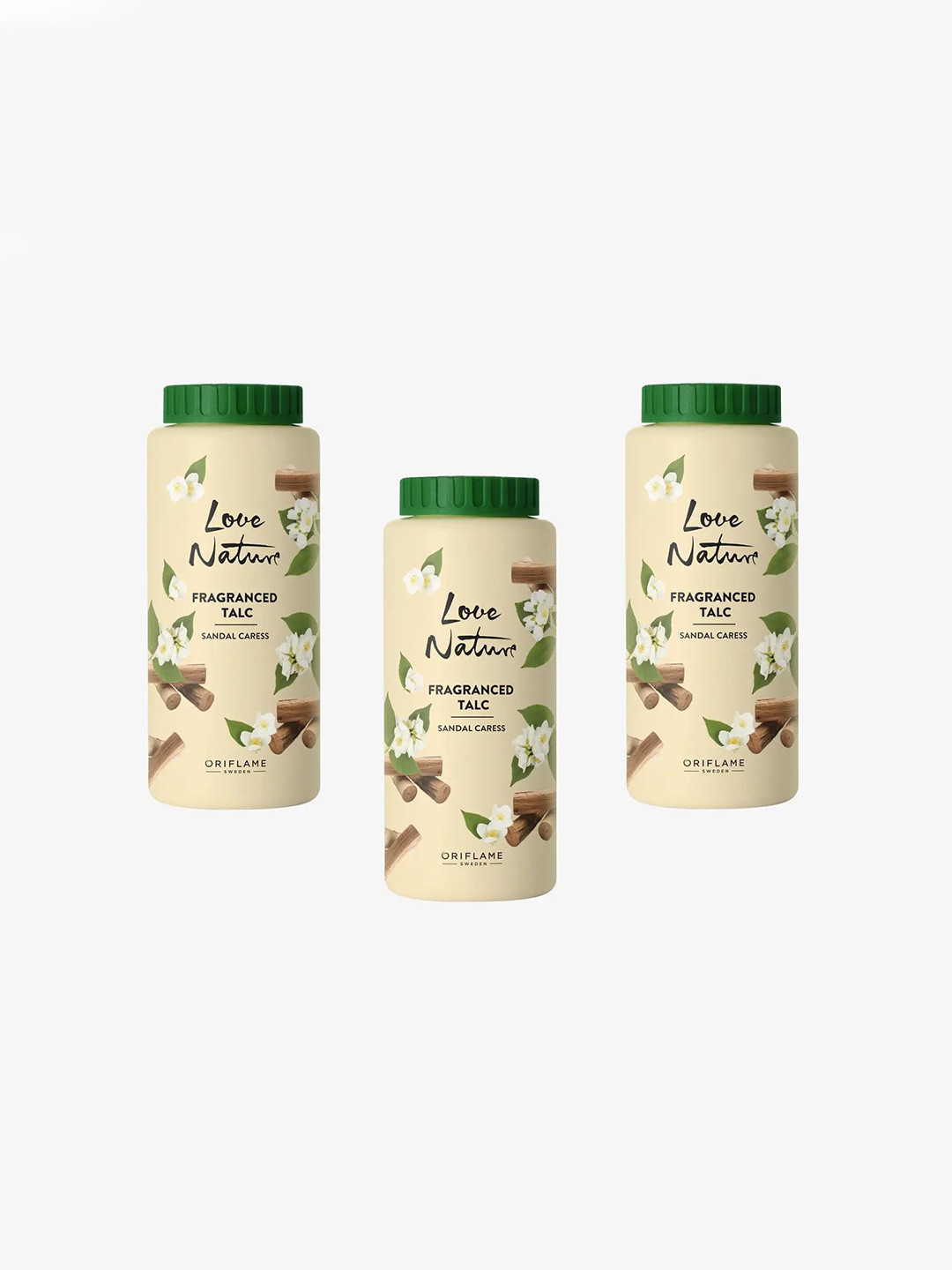 Oriflame Set Of 3 Love Nature Sandal Caress Talcum Powder - 100 g Each