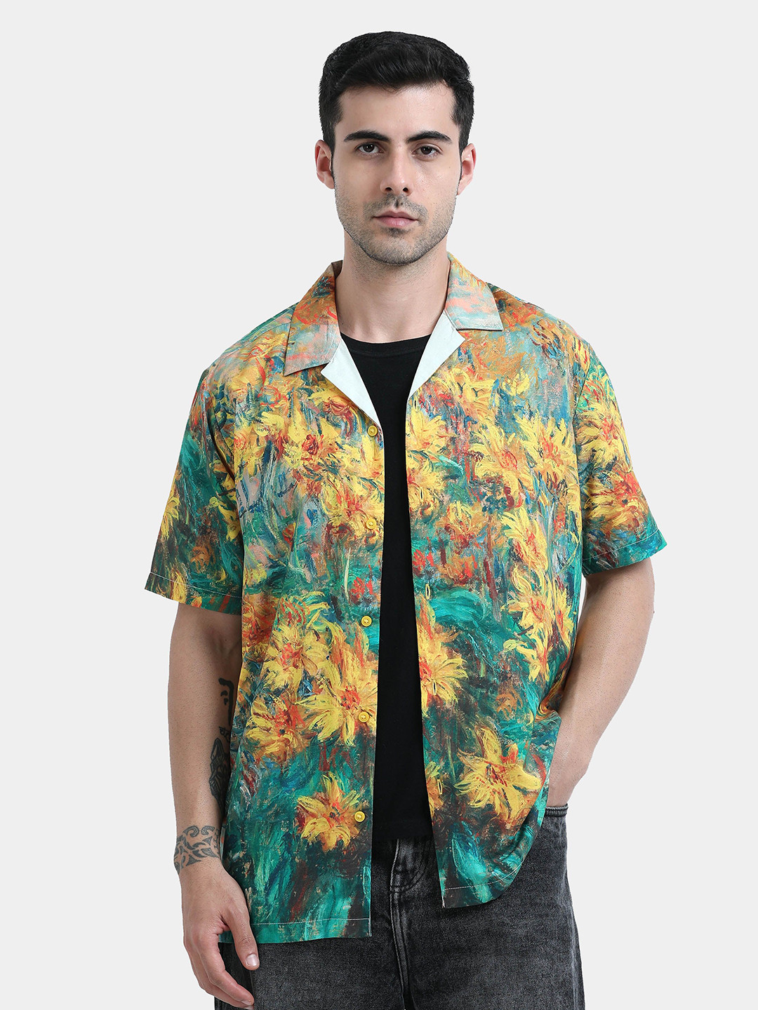 StitchX Men's Half Sleeve Tropical Printed Relaxed Fit Shirt