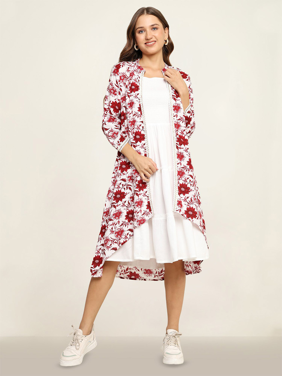 NG FASHION Women White Fit and Flare Dress