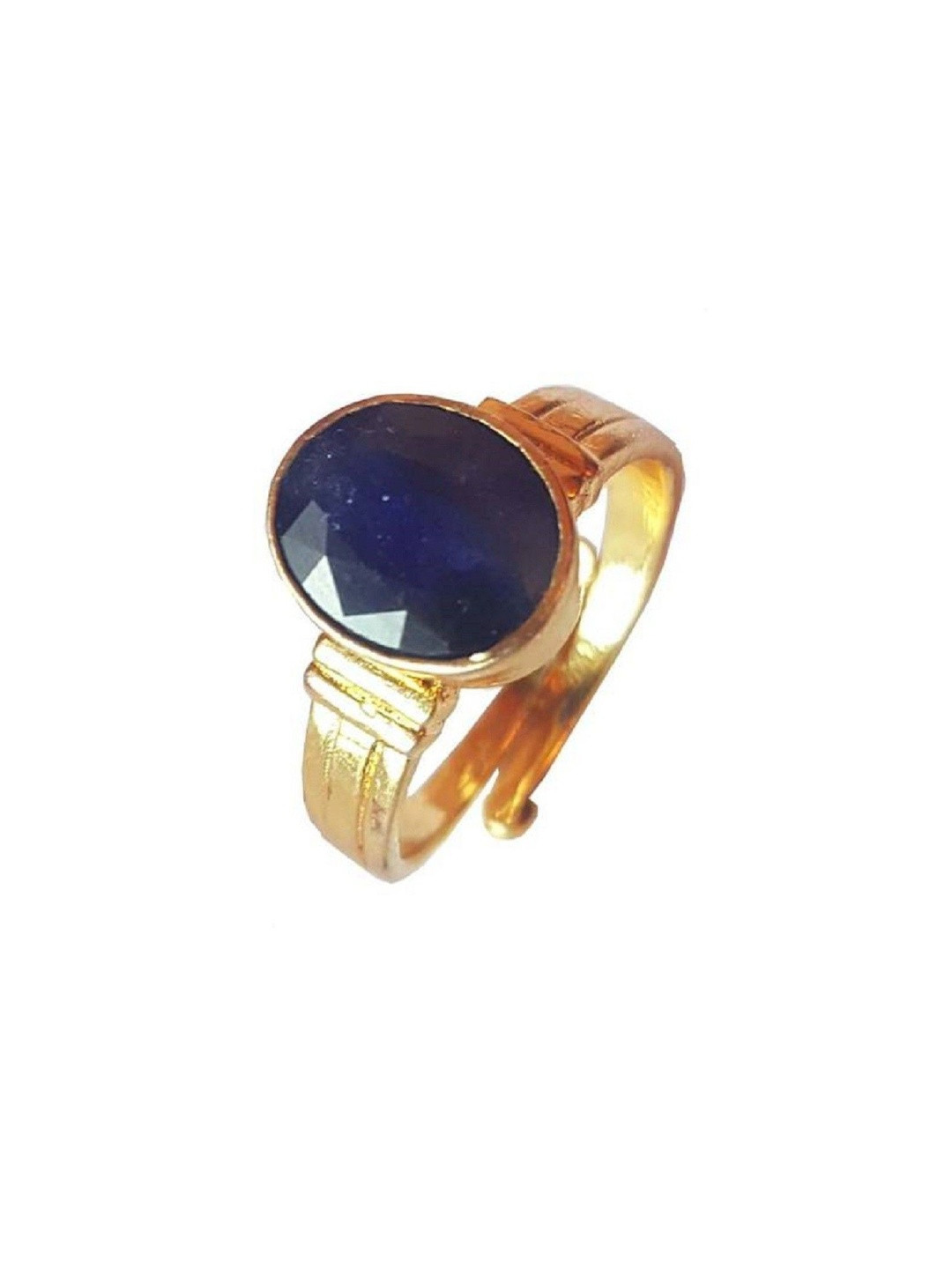 RAVIOUR LIFESTYLE Unisex Copper-Plated Blue Sapphire Neelam Finger Ring