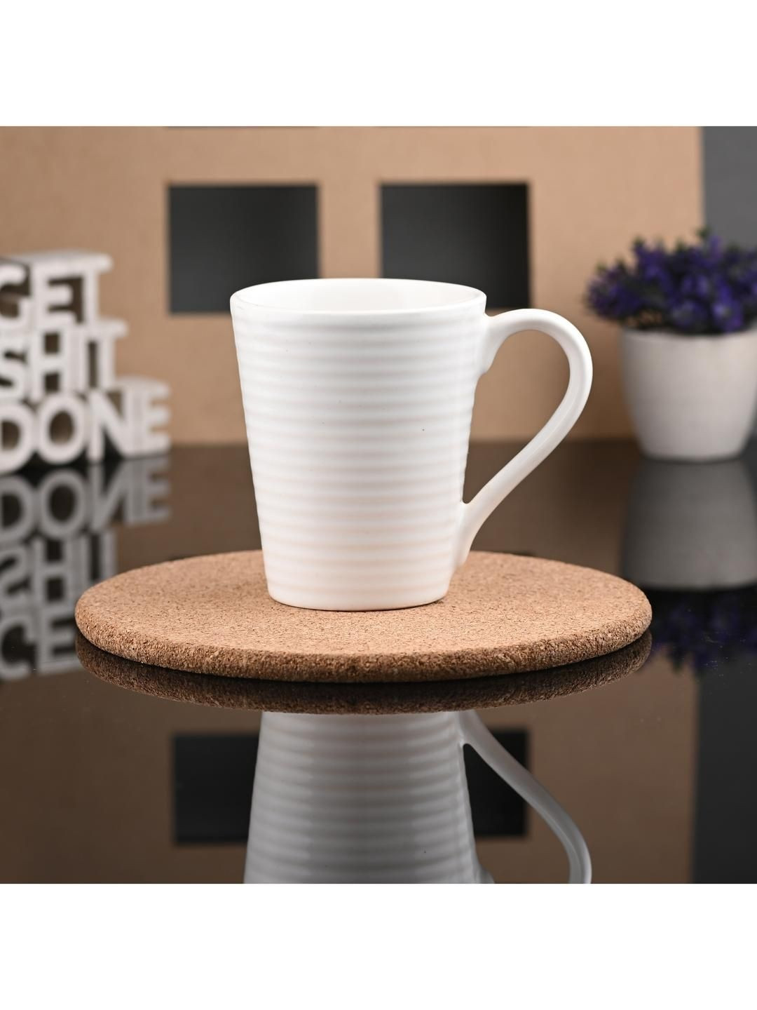 1ST TIME White Solid Glossy Marble Ceramic Dishwasher Safe Cups