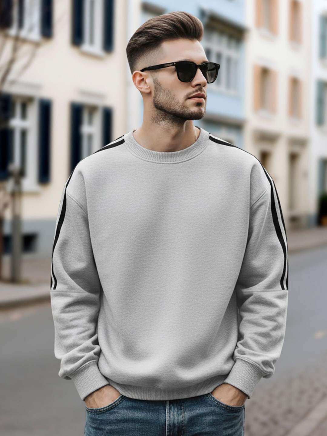 Fashion And Youth Men's Solid Round Neck Full Sleeve Sweatshirt