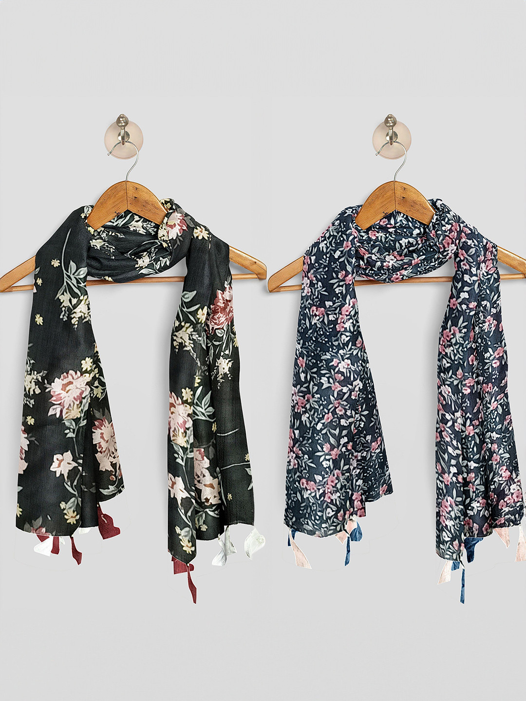 POSHAMPAA be desi Pack of 2 Women Printed Scarf with Tassels