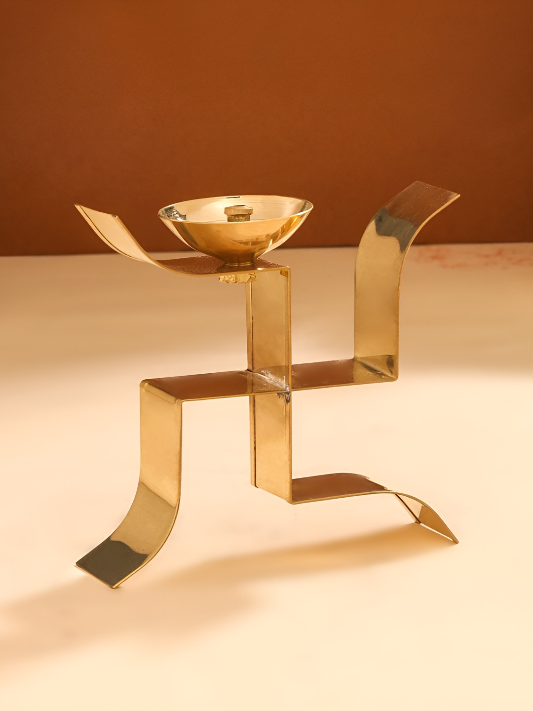 Vedansh Craft Gold Toned Textured Eco Friendly Swastik Shape Akhand Diya