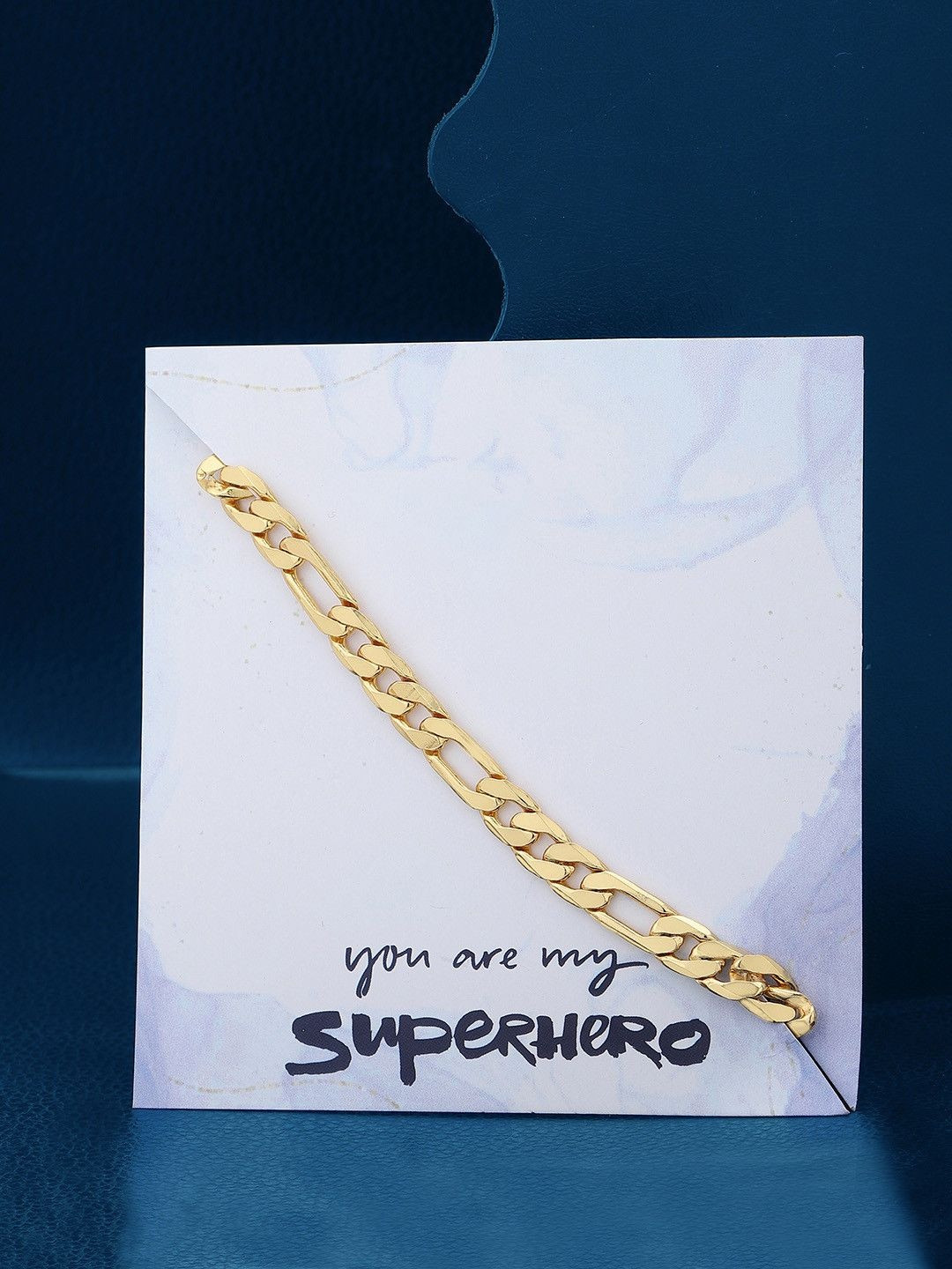 Roadster Men Brass 18K Gold-Plated Link Bracelet with Gift Card