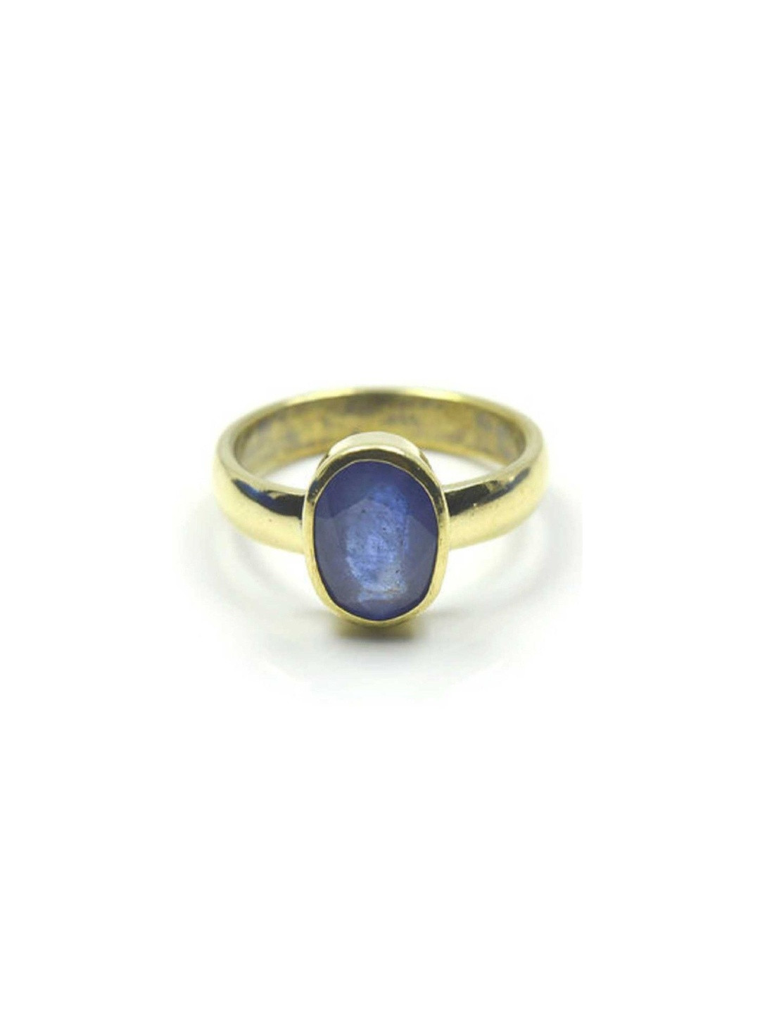Chopra Gems A+ Quality Natural Blue Sapphire Neelam Ring for Women & Men {Lab - Certified} Brass Go