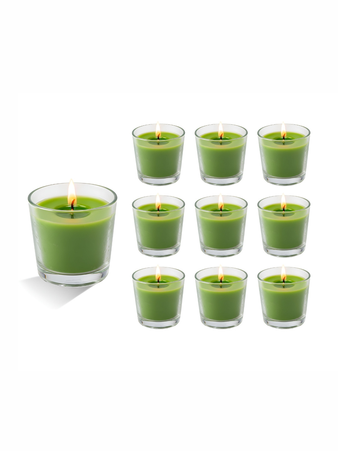 Garden Deco Green 10 pieces Jar Candles