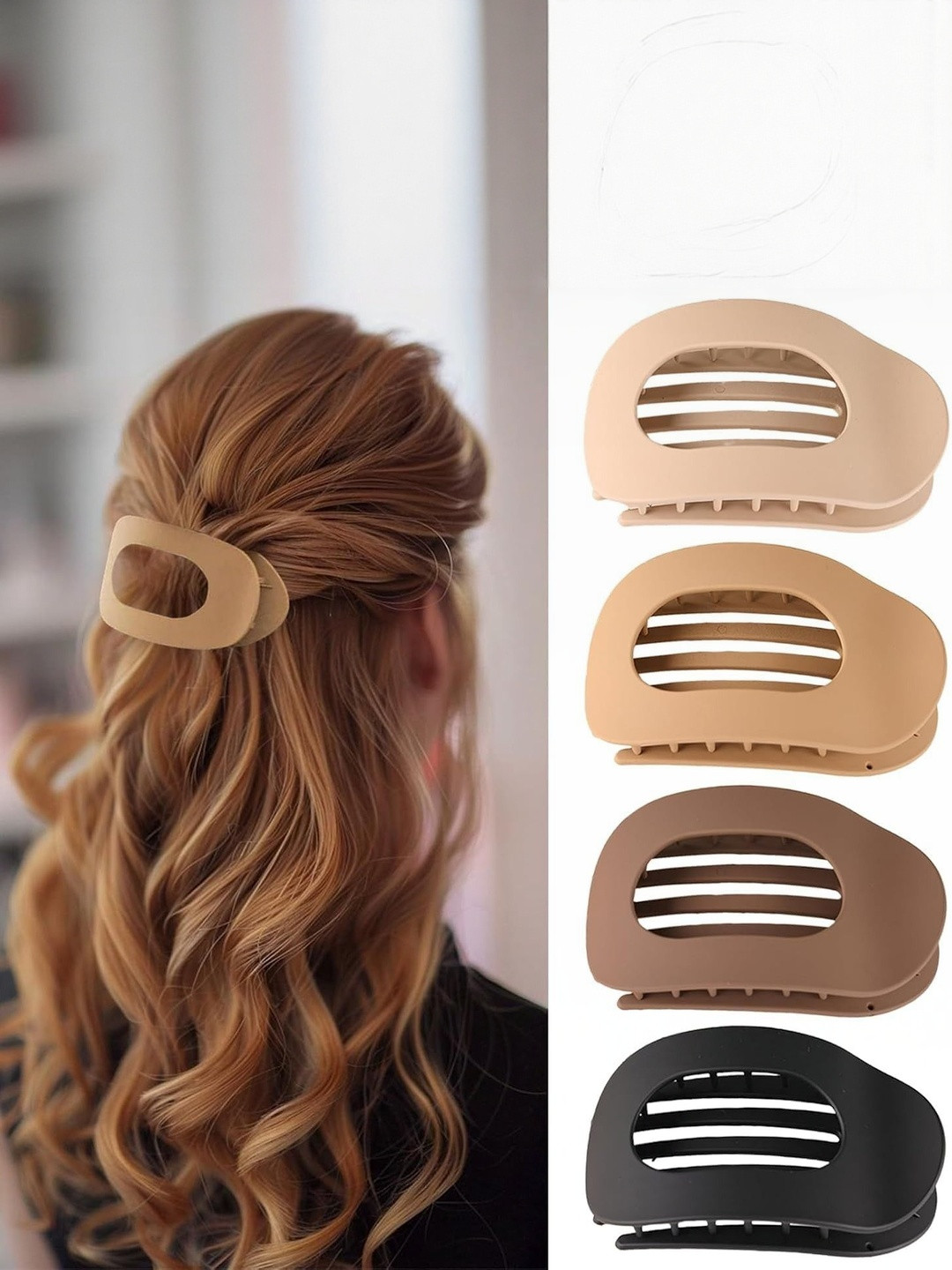 DIVASTRI Women Set of 4 Rectangle Hollow Hair Claw Clip