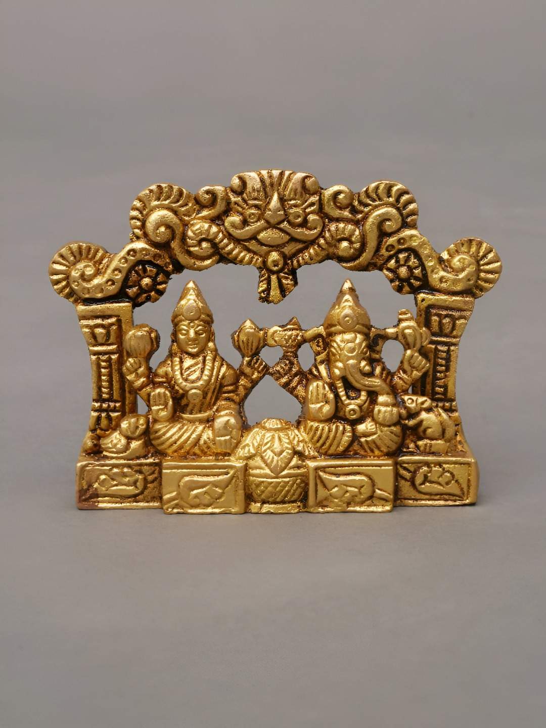 JAYPORE Gold-Toned Lord Ganesha Saraswati Idol Showpiece