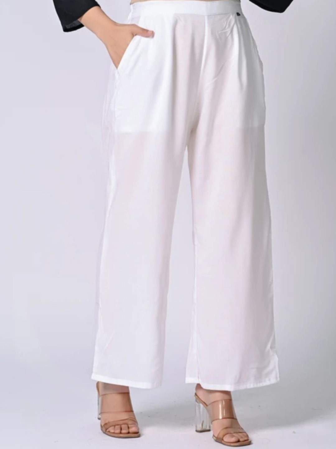 Rakshita Fashions Women Pleated Wide Leg Mid-Rise Parallel Trouser