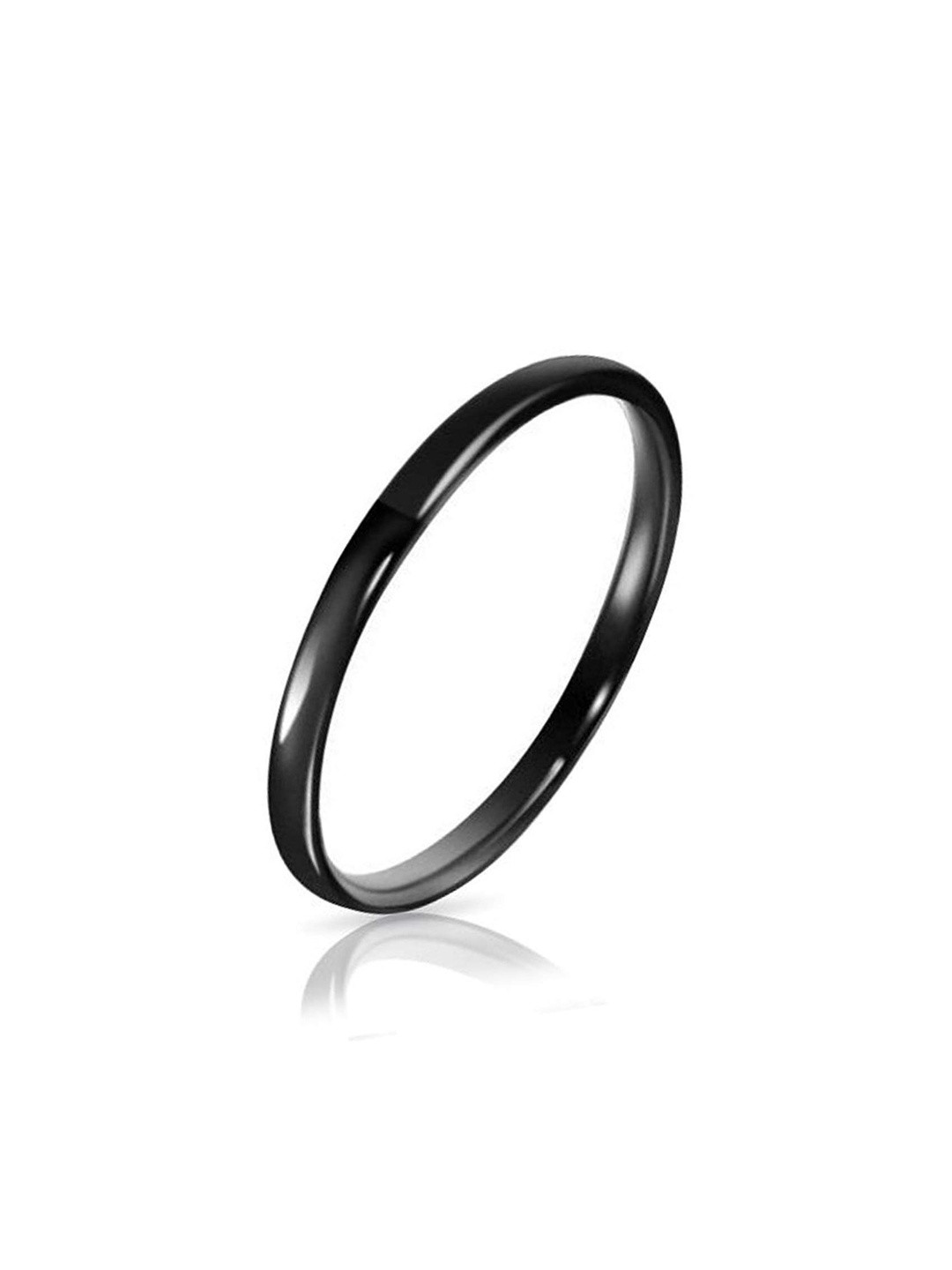 Moneekar Jewels Women Black Tungsten Domed Wedding Finger Ring