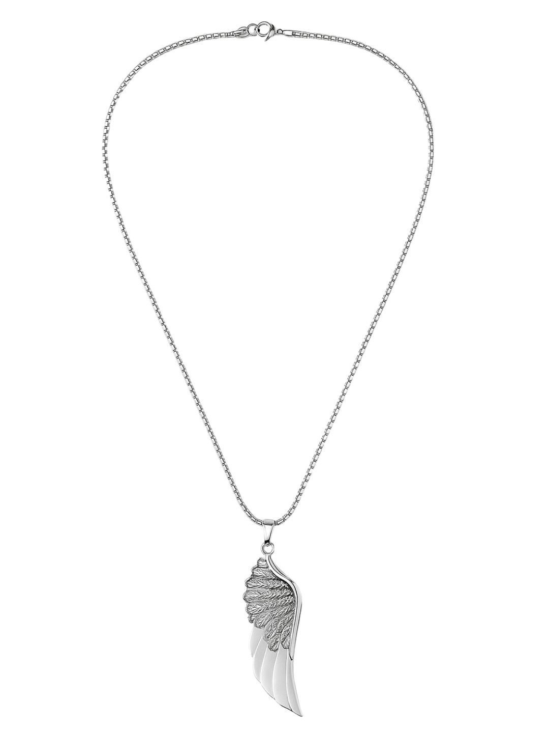 N3VO Stainless Steel Feather Shaped Pendant With Chain
