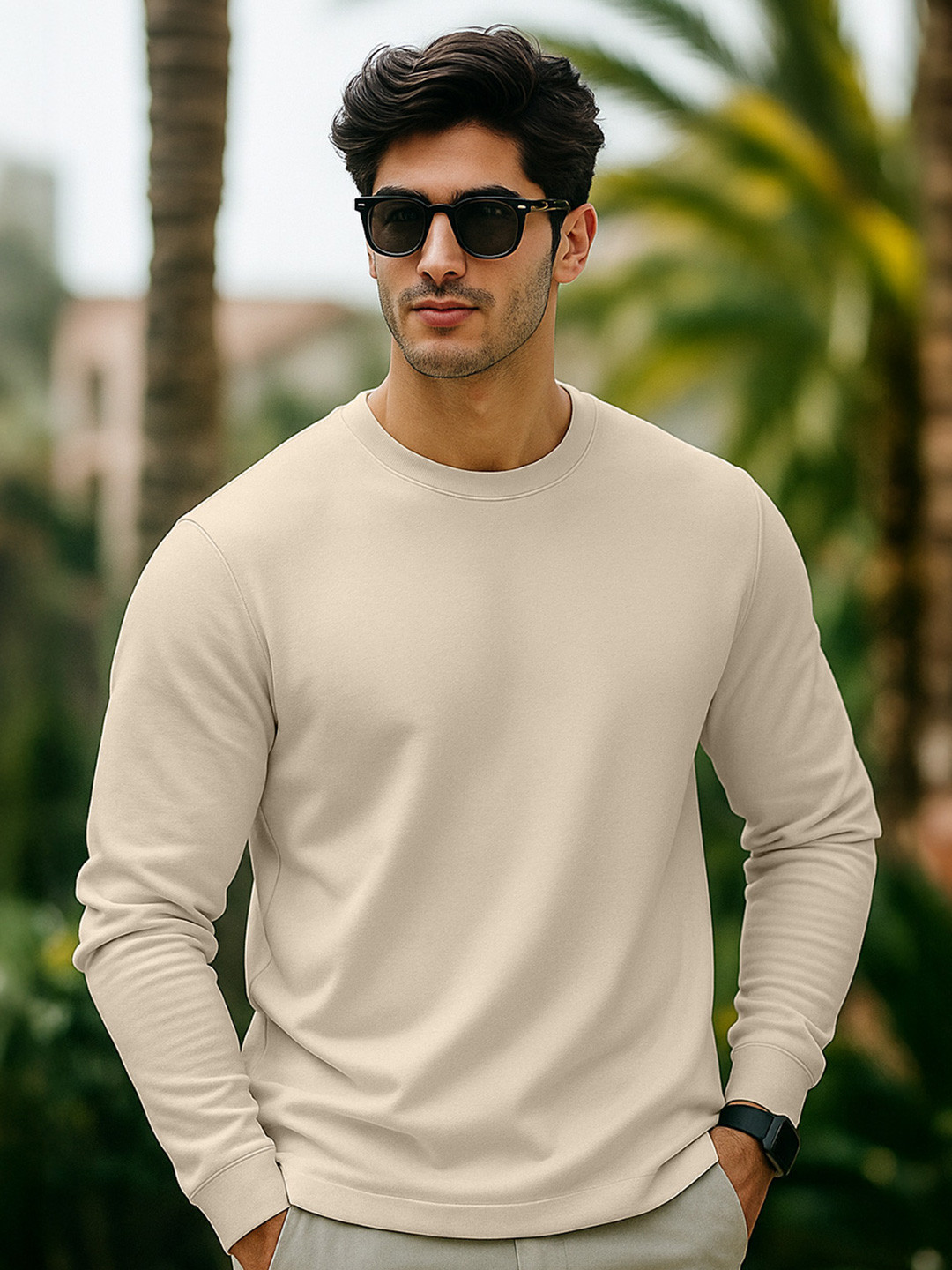 VEIRDO Men Black Pure Cotton Solid Round Neck Pure Cotton Regular Fit T-shirt