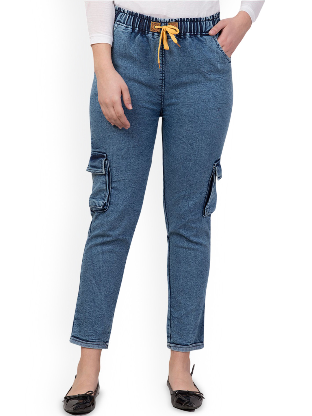 NEUNK Women Comfort Skinny Fit Mid-Rise Stretchable Cargo Jeans