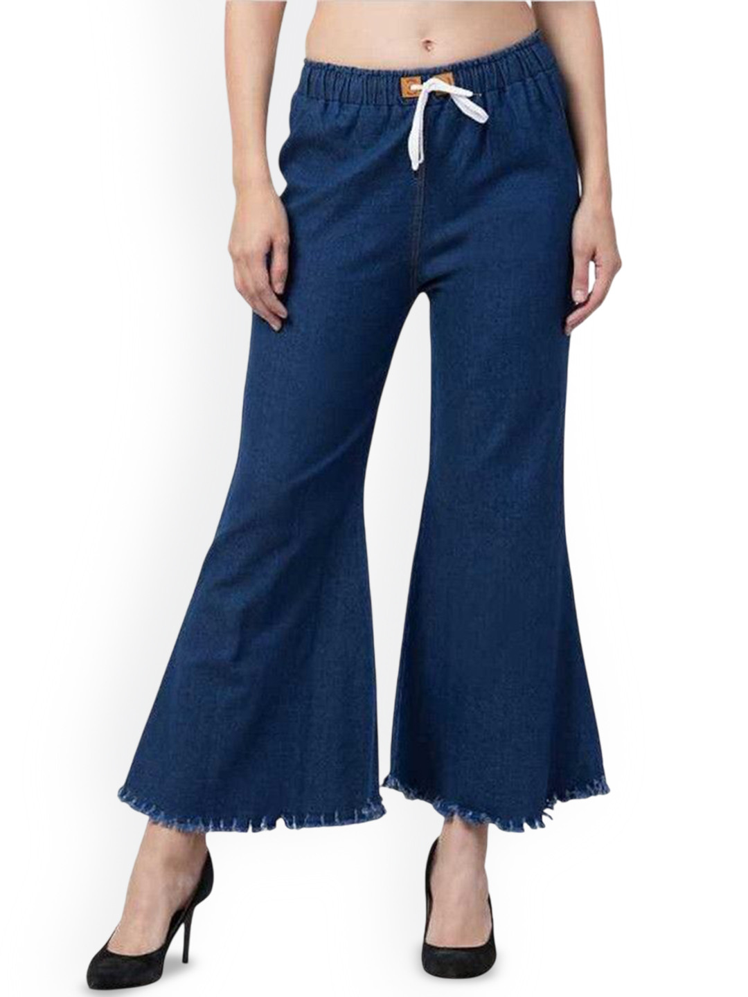 Ira Collections Women Comfort Jogger Bootcut Frayed Mid-Rise Stretchable Jeans