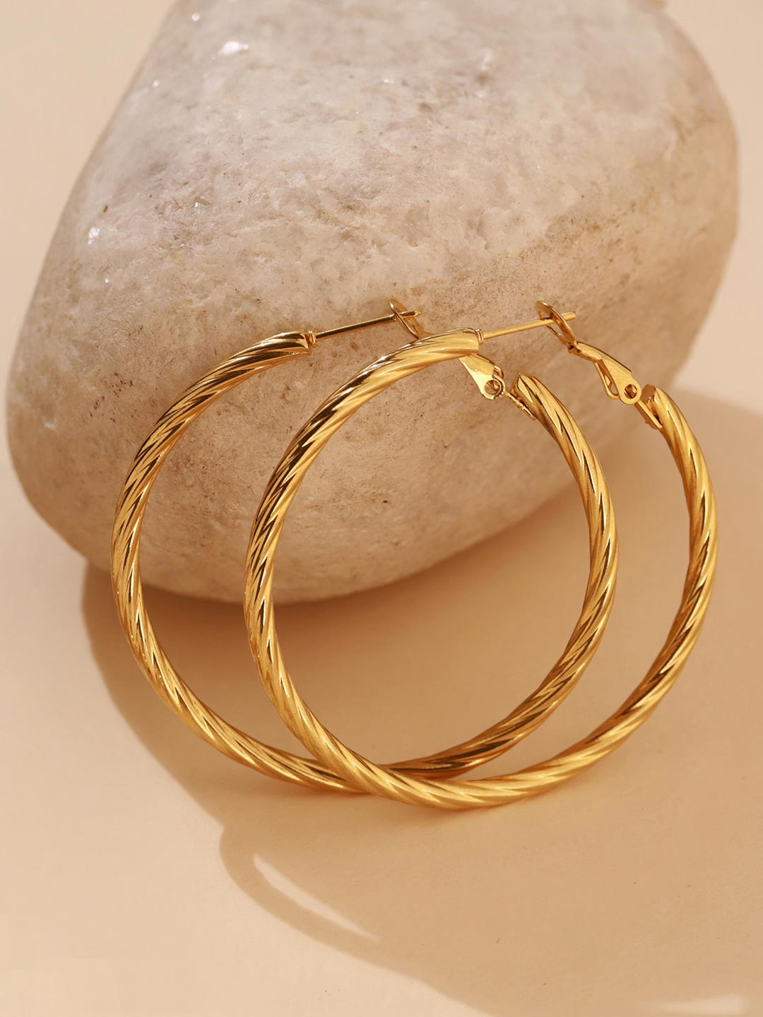 Voylla Gold-Plated Classic Wave Hoop Earrings