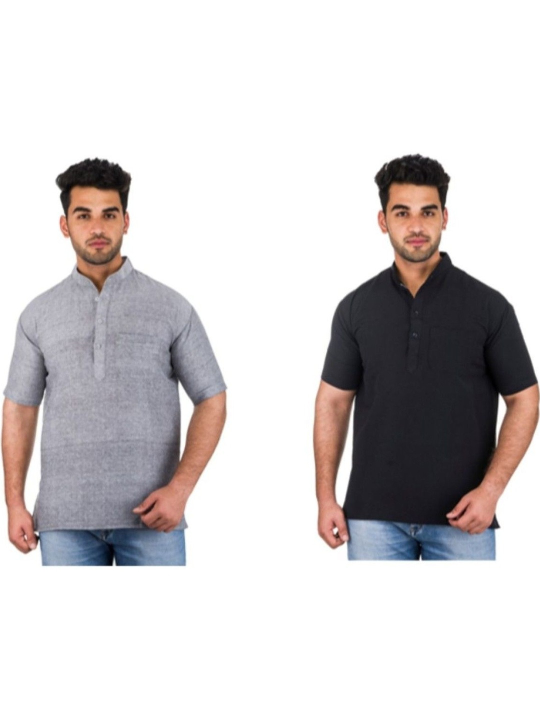 DESHBANDHU DBK Pack Of 2 Mandarin Collar Straight Cotton Kurta