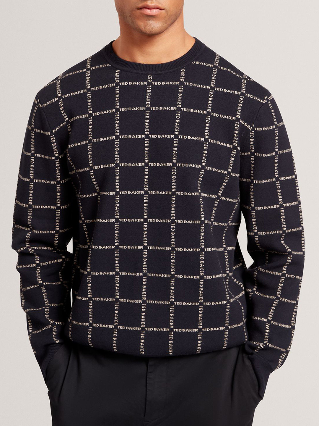 Ted Baker Men Typography Printed Round Neck Long Sleeves Cotton Pullover Sweatshirt