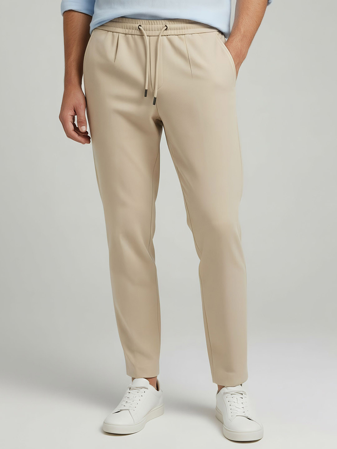 Celio Men Solid Straight Fit Cotton Mid-Rise No Fly Regular Trousers