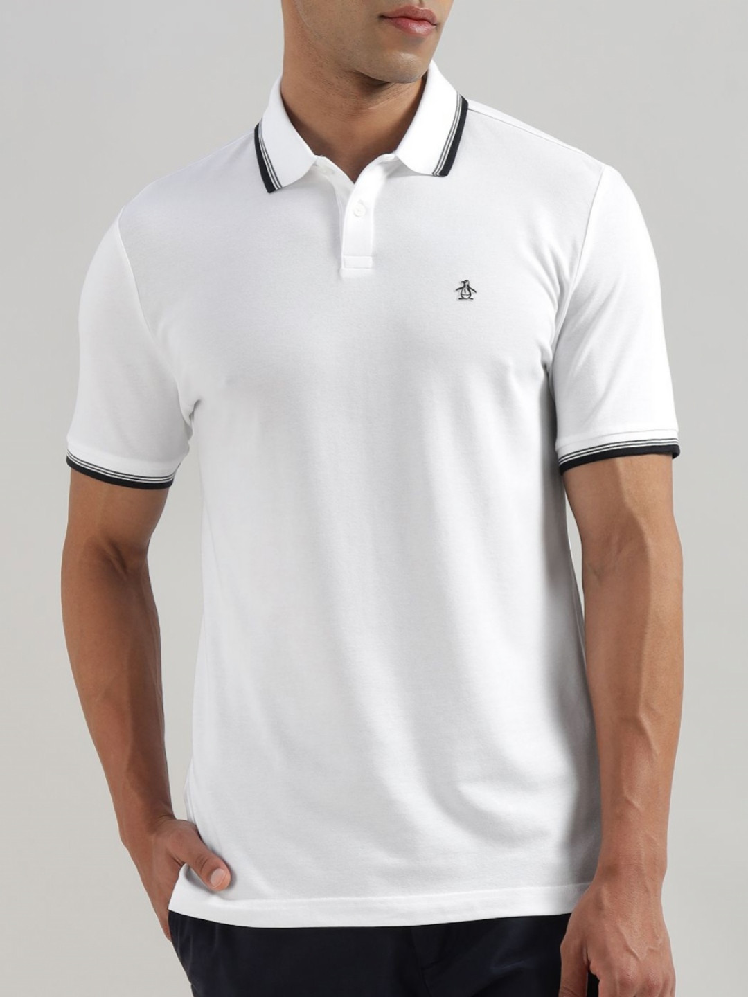 Original Penguin Men Solid Polo Collar T-shirt