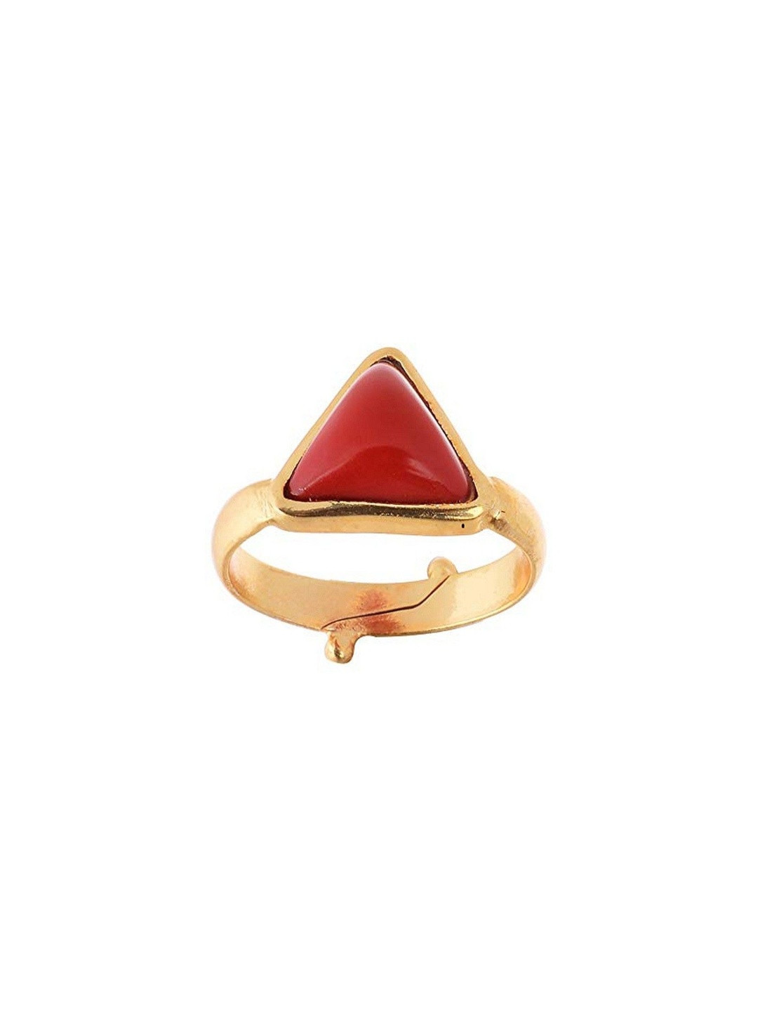 RAVIOUR LIFESTYLE Unisex Gold-Plated Coral (Moonga) Finger Ring
