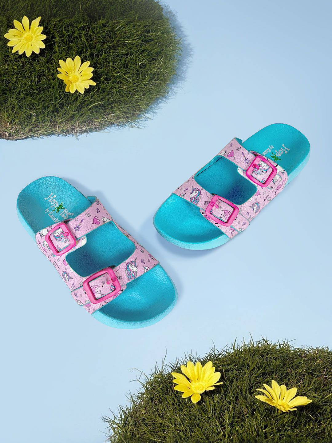 KazarMax Girls Pink Unicorns Printed Waterproof Sliders
