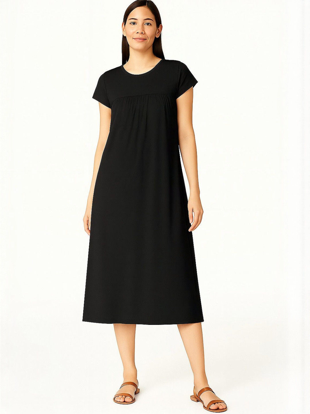 zebu Round Neck Half Sleeve Pure Cotton Nightdress