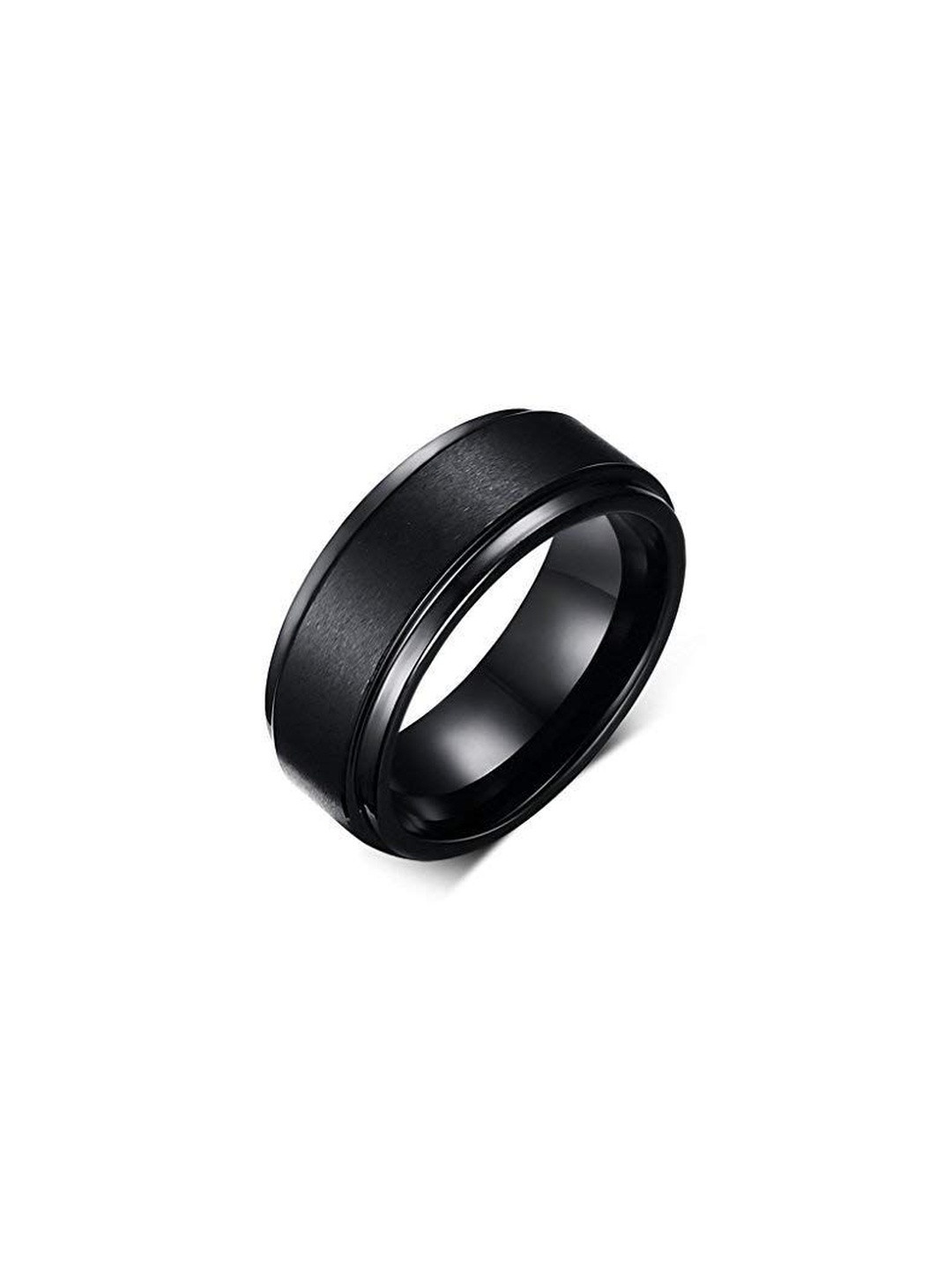 Moneekar Jewels Unisex Black Comfort-Fit Matte Centre Ring