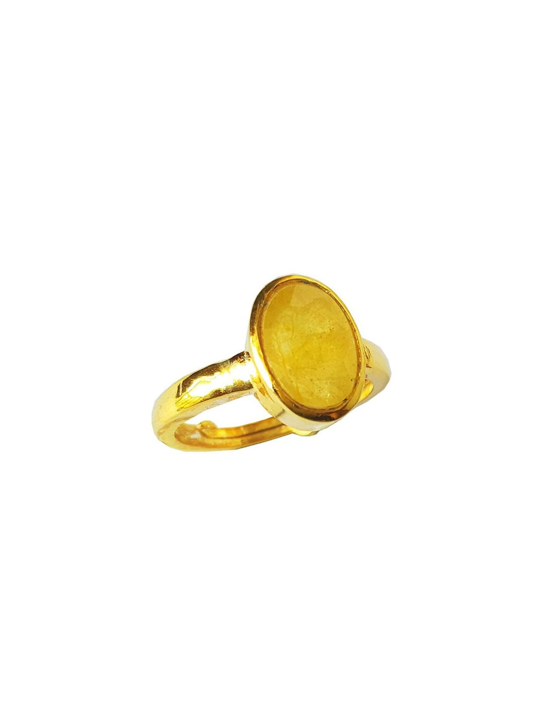 RAVIOUR LIFESTYLE Unisex Gold-Plated Copper Yellow Sapphire Finger Ring
