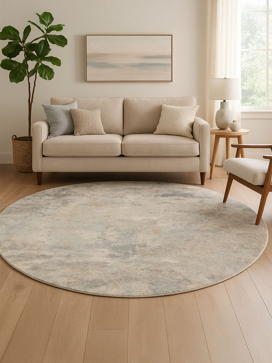 OBSESSIONS Grey Abstract Printed Easy to Clean Carpet