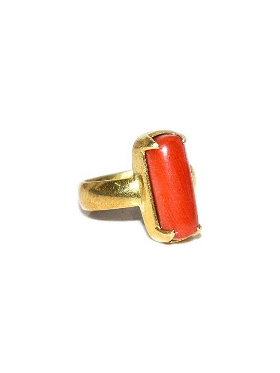 RAVIOUR LIFESTYLE Unisex Stone Coral Gold Plated Ring